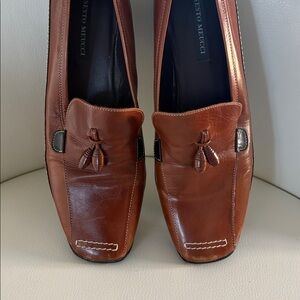 Sesto Meucci Brown Leather Tassel Loafer Size 9.5
